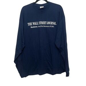 Vintage 90's Port and Company Mens Navy The Wall Street Journal T-Shirt Size XL